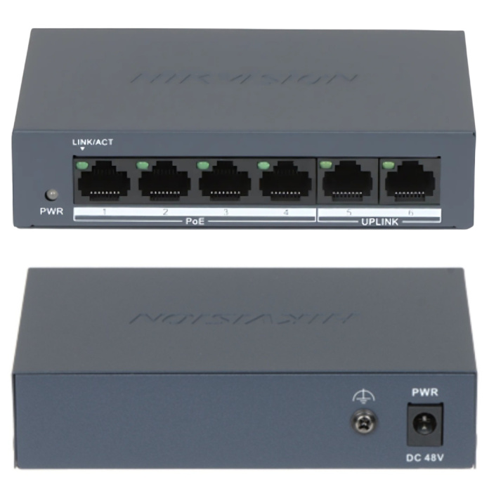 Switch POE 4 port zasilacz do kamer Hikvision DS-XS0106-P/Polish